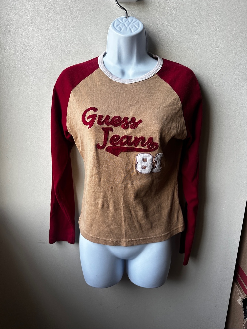 Vintage Guess Jeans Y2K Raglan Baseball Tee Embroidered 85 Varsity Shirt XL